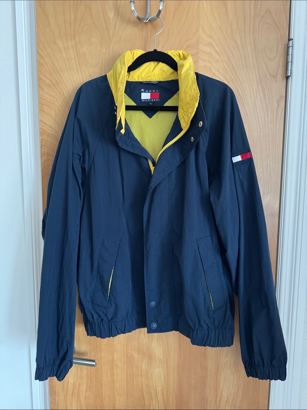 Vintage Tommy Hilfiger Hilfiger Navy Windbreaker with Yellow Lining